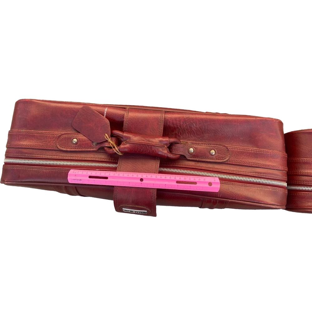 Set of 3 VTG New Vista Korean Travel Luggage Faux Leather Burgundy suitcases - Picture 9 of 16